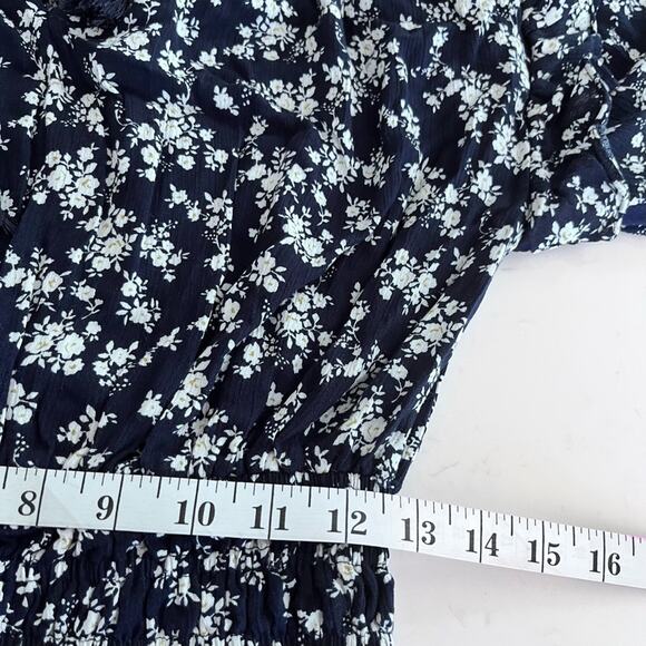 Calista Anthropologie Navy Blue Ditsy Floral Print Tiered Dress size Small - Picture 12 of 14